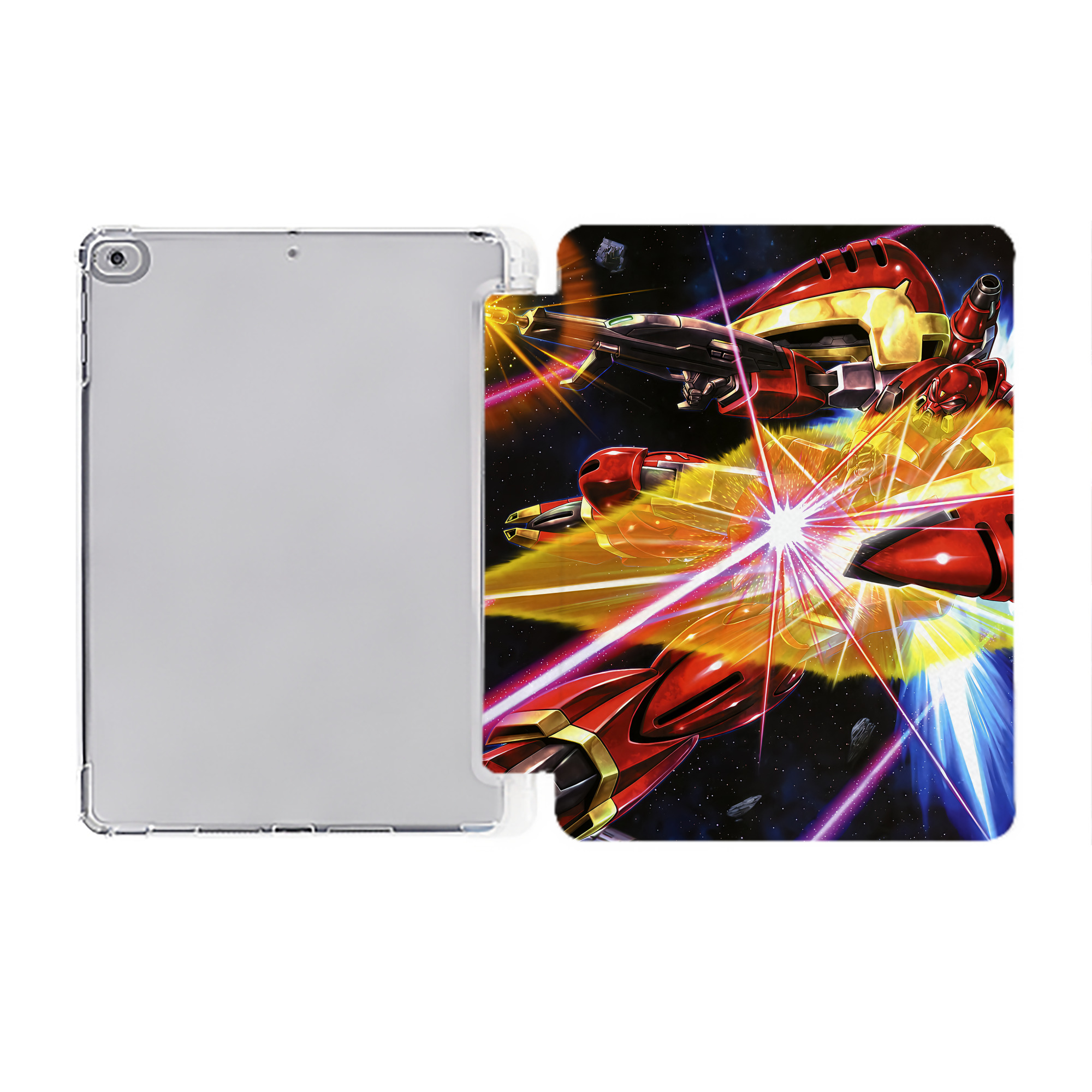 （画像用） 機動戦士ガンダム Mobile Suit Gundam IPad ケース ペン収納付き 三つ折りスタンド PUレザー×シリコン 対応機種9.5/10.5/10.9インチ